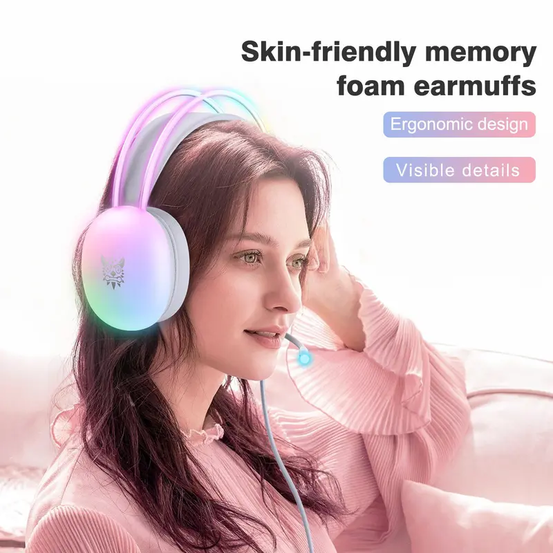 Onikuma X25 Over-ear Design Headphone, Noise Cancelling Headphone with Microphone, Gradient Light Effect Gaming Headset, E-sport Wired Headphone 6