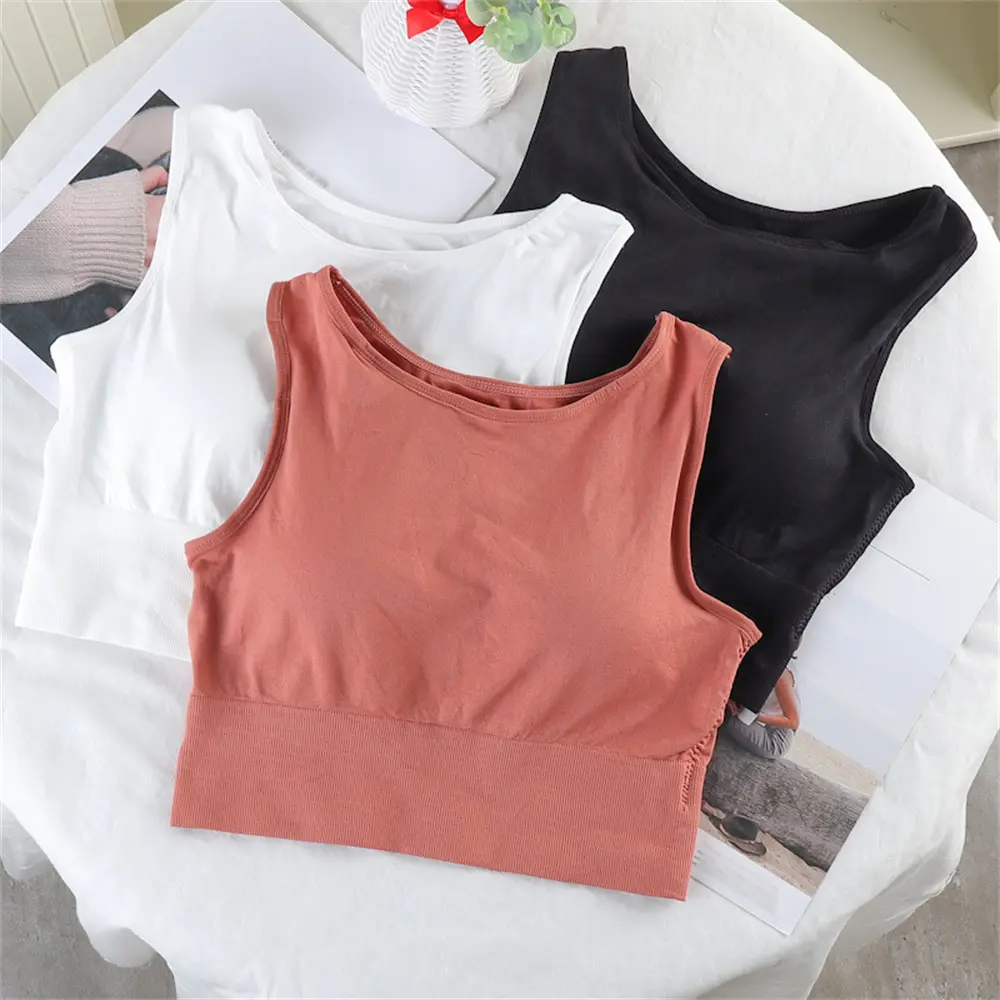 Sports Vest Bra Without Steel Ring Built-in Chest Pad Yoga Skin-friendly Comfortable Soft Support Bra
