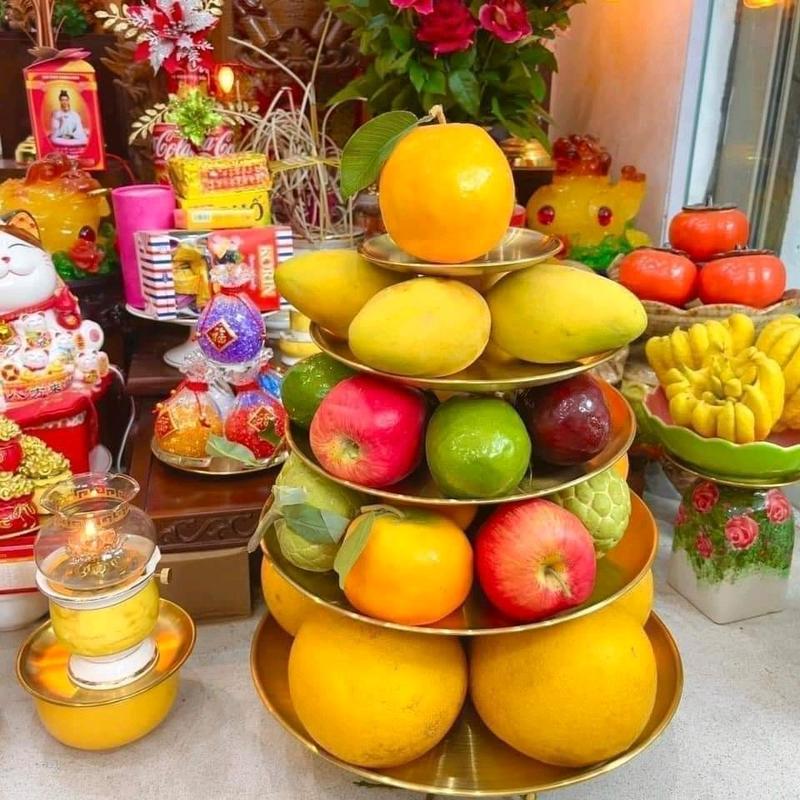 (Sét 5 đĩa) Sét đĩa vàng , trắng đựng hoa quả, tháp bánh, tháp nước bàn thờ, đàn lễ sang trọng đựng quả, bánh kẹo đồ ăn