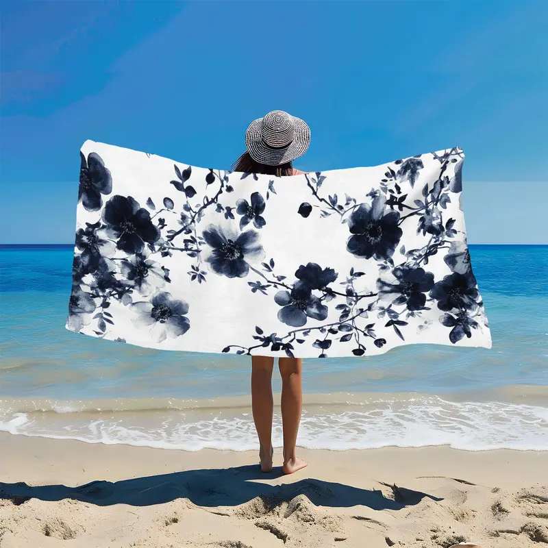 Floral Print Beach Towel, Soft Comfortable Lightweight Sand-proof Beach Towel, Water Absorbent Towel for Travel Swimming Surfing Yoga Camping 3