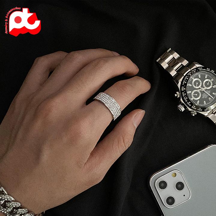 Nhẫn Titan - Nhẫn Nam Nữ Cao Cấp Titan Lấp Lánh Thời Trang Thép Không Gỉ trangsucpt - Nhẫn Dring PTNNA29 3T Cao Su