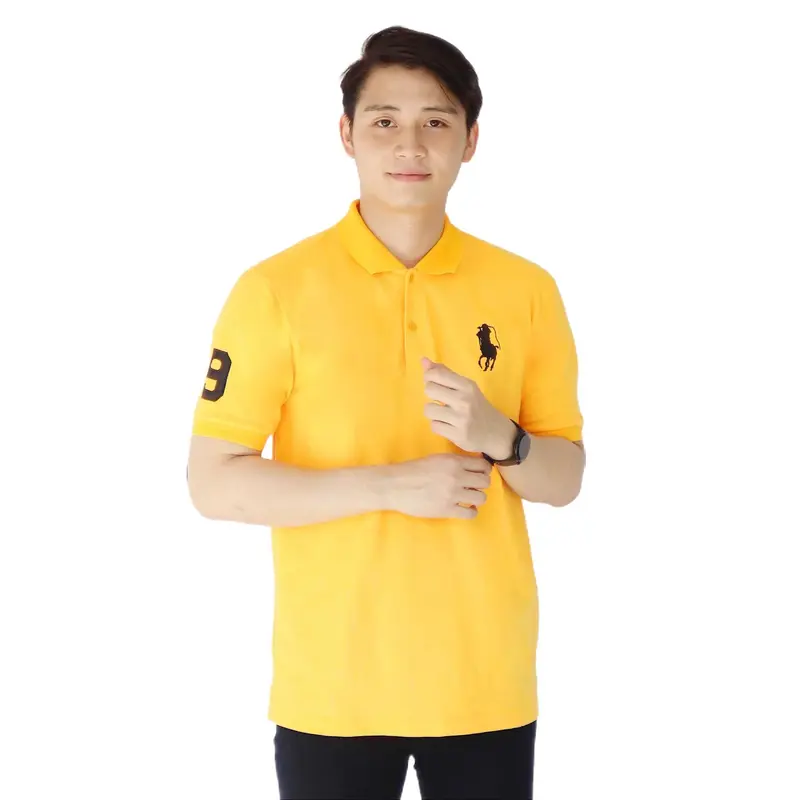 Kaospolos - T shirt Kaos pria berkerah logo bordir | Kaos kerah pria lengan pendek Katun Hitam Panjang 2