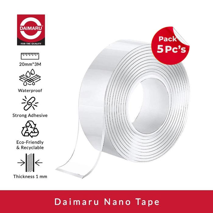 Gambar Daimaru Nano Double Tape 2cm x 3m x 5 Pcs - Solasi Selotip Bening Gel Transparan Kuat dari MITECH IDN Kota Tangerang Selatan Tokopedia