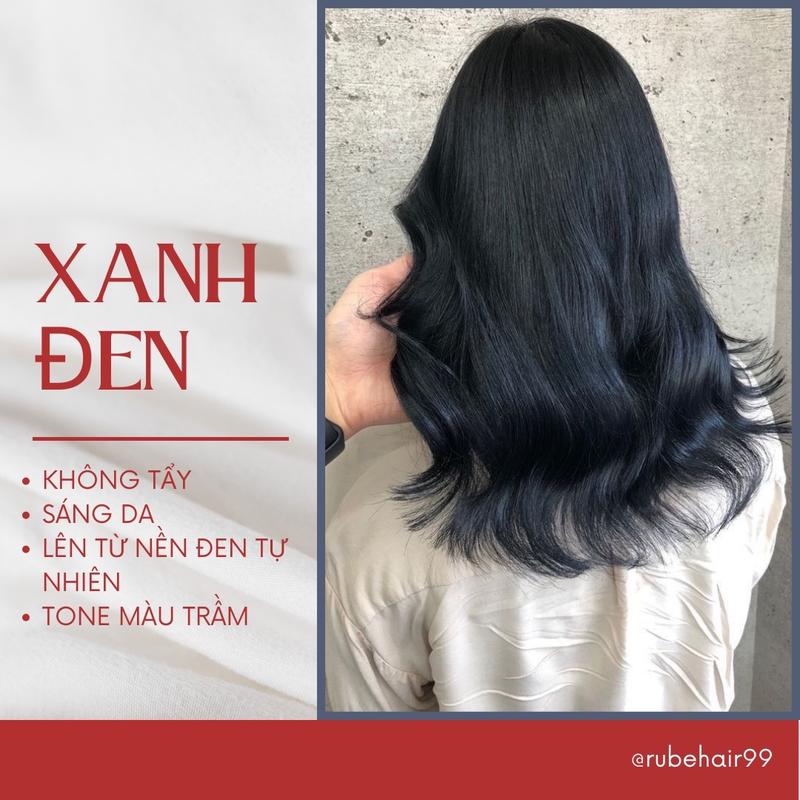 Nhuộm tóc màu xanh đen không cần tẩy tặng kèm oxi và găng tay đổi màu tóc nữ A88