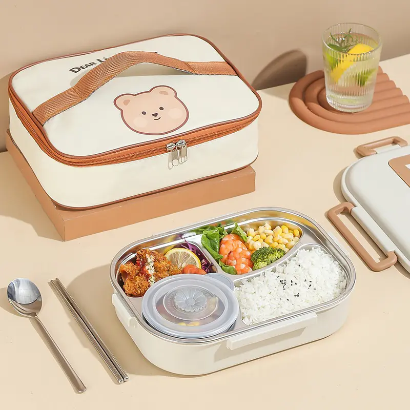 LITTLEDAISY | Lunch Box 304 Stainless Steel /Bento Box + TAS BEKAL / Kotak Makan 4 Sekat 5 Sekat Gaya Jepang Tahan Panas Dan Anti Tumpah tempat makan Lauk Peralatan - Kitchenware