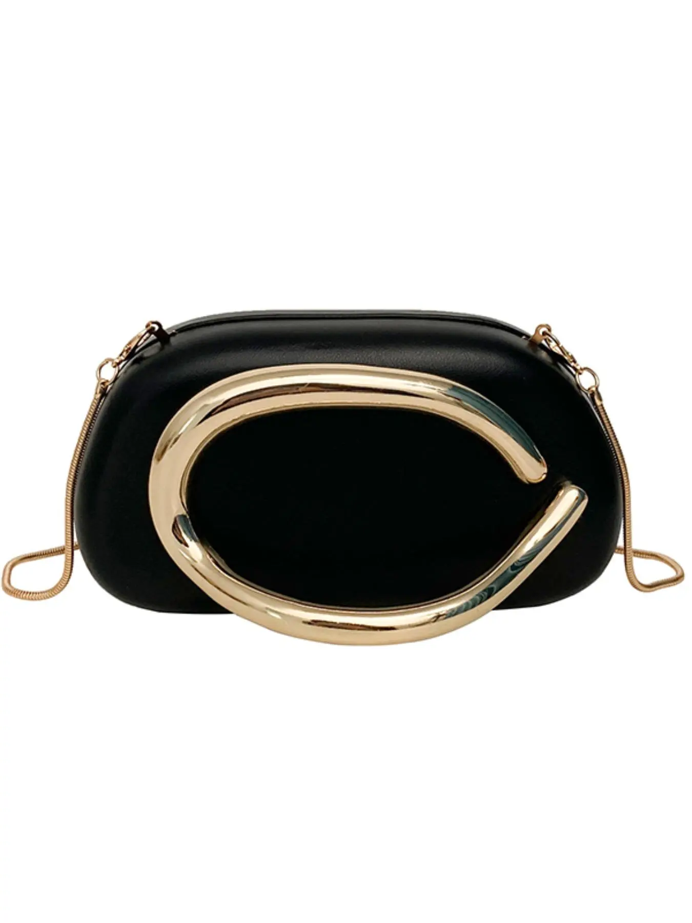 Women's Fashionable C-shaped Handle Design Evening Bag, Vintage Metal Chain Strap Crossbody Bag, Temperament All-match Commuter Bag for Daily Used, Elegant Clutch