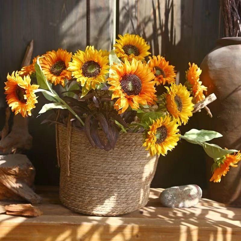 Product Introduction of Artificial Flower Sunflower Artificial Sun Bouquet Indoor and Outdoor Decoration Decoration Meaning Beautiful Bouquet Bridal Bouquet Fruit Plant 3