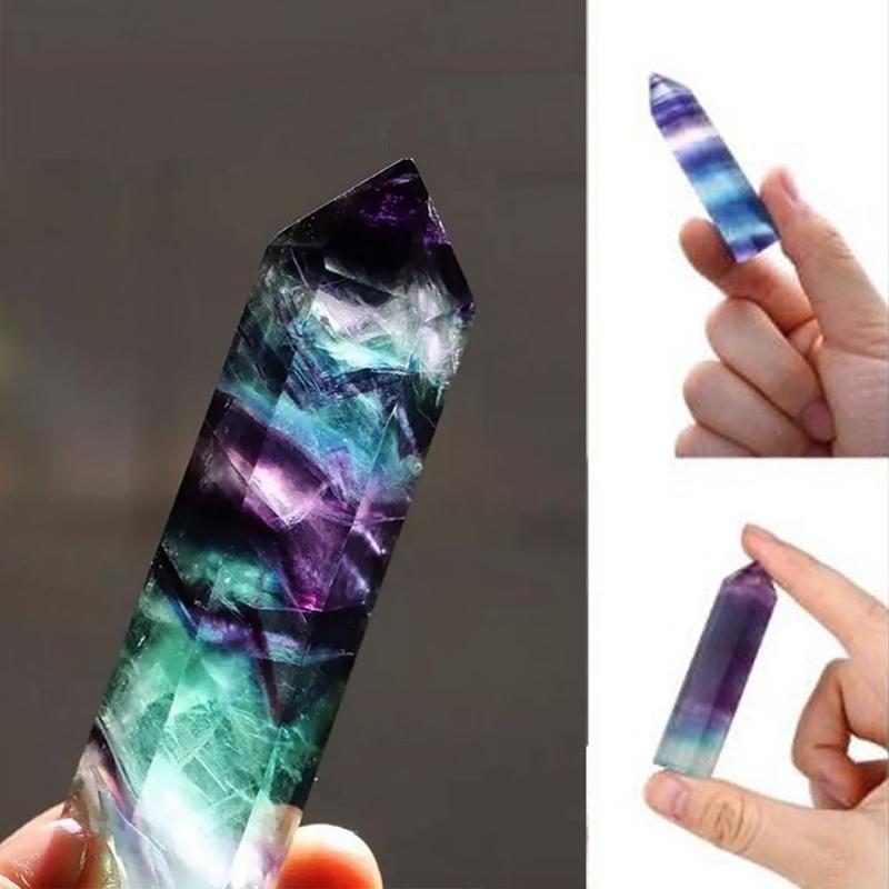 Product Introduction of Creative Energy Natural Colorful Fluorite Hexagonal Column Single-Pointed Hexagonal Single Pointed Geometry Shape Raw Ornaments Crafts 13