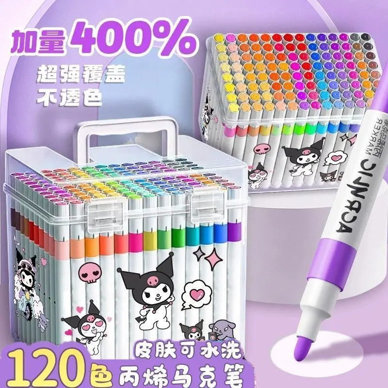 Bút Đánh Dấu Acrylic, 120 Màu, Không Độc Hại, Thích Hợp Cho Học Sinh, Trẻ Em, Bút Màu Nước, Bộ, Có Thể Xếp Chồng, Giấy Opaque 0
