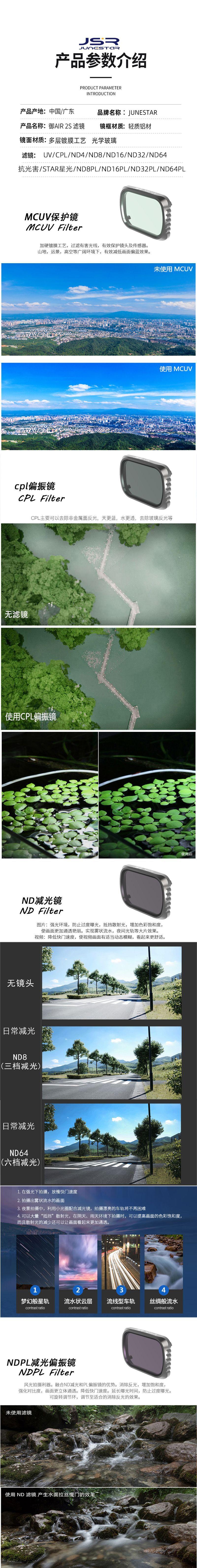 Product Introduction of JUNESTAR Filter for DJI Mavic Air 2S Filter ND Light Reduction CPL Filter 0