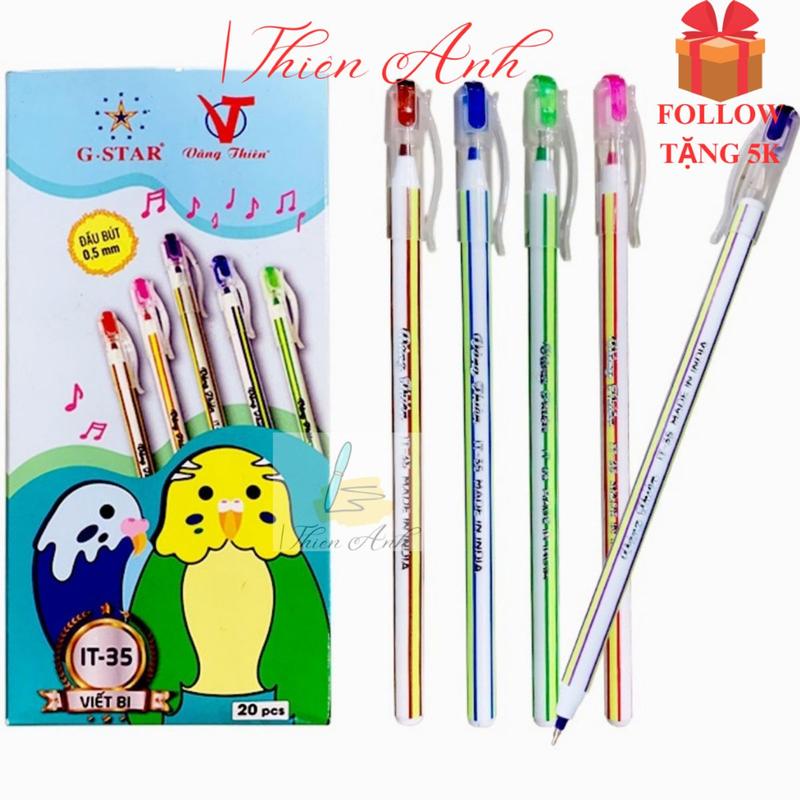 Hộp 20 cây bút bi mực Xanh Đen Gstar IT35 bút bi nến Ấn Độ viết bi nến ngòi 0.5mm