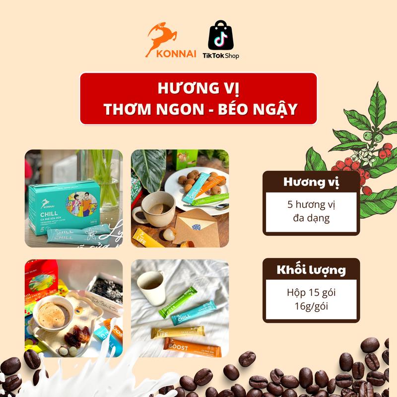 Cà phê hòa tan sữa BOOST Konnai Coffee - cà phê nguyên chất kết hợp với sữa thực vật - hương vị sữa Cafe 3