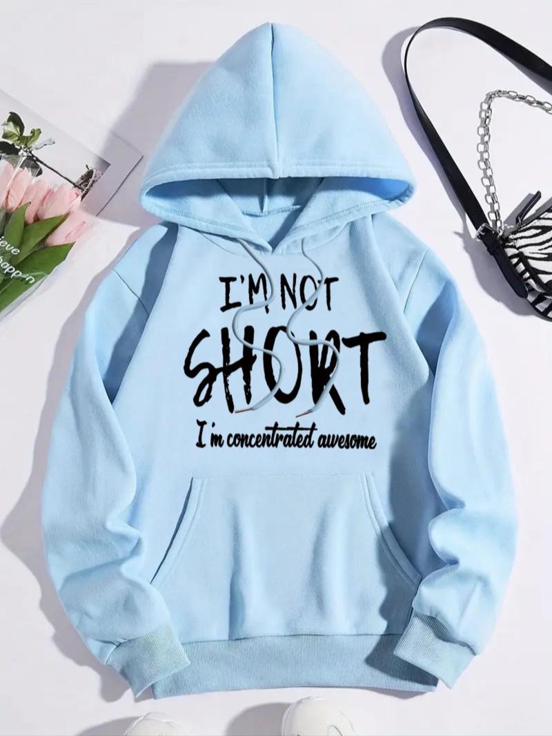Product Introduction of Women's Letter Print Drop Shoulder Hoodie, Fashion Casual Drawstring Pocket Hooded Sweatshirt for Daily Holiday Outdoor Wear, Women Clothing for Fall & Winter 2