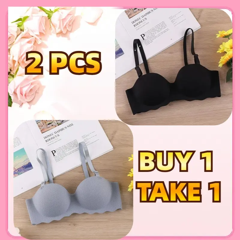 BUY 1 TAKE 1 Southeast Asia Cross-Border Underwear One Piece Girl's Underwear Candy Color Small Chest Push up Extra Thick without Steel Ring Womenswear Bra Lady Women Comfort Innerwear Basic Minimalist Original Bridal Winter