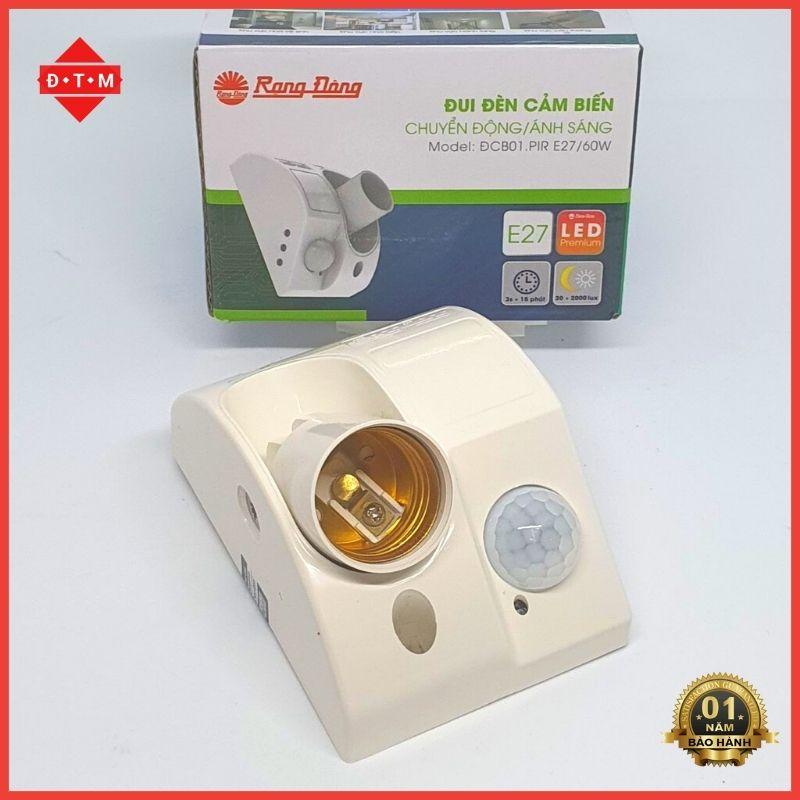 Đui Đèn Cảm Biến Chuyển Động Rạng Đông - Đui Đèn E27 Cảm Ứng Tự Động Bật Tắt - Model DCB01.PIR / 60W - Bảo Hành 1 Năm