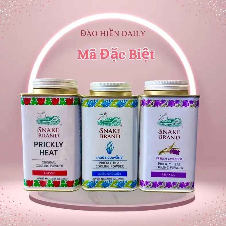 (MÃ 3LO:G:C THAI) Phấn rôm lạnh Hồng Xanh Trắng Snake Brand Prickly Heat 140G Hỗ trợ kiềm dầu, Khử mùi - Thái Lan
