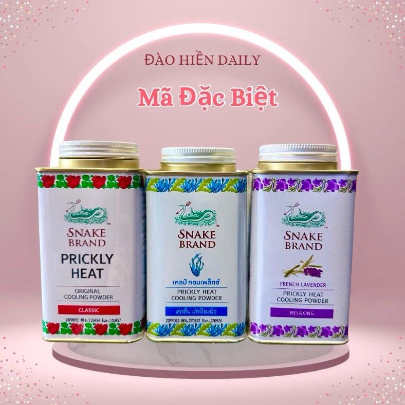 (MÃ 3HOP:G:C THAI) Phấn rôm lạnh Hồng Xanh Trắng Snake Brand Prickly Heat 140G Hỗ trợ kiềm dầu, Khử mùi - Thái Lan