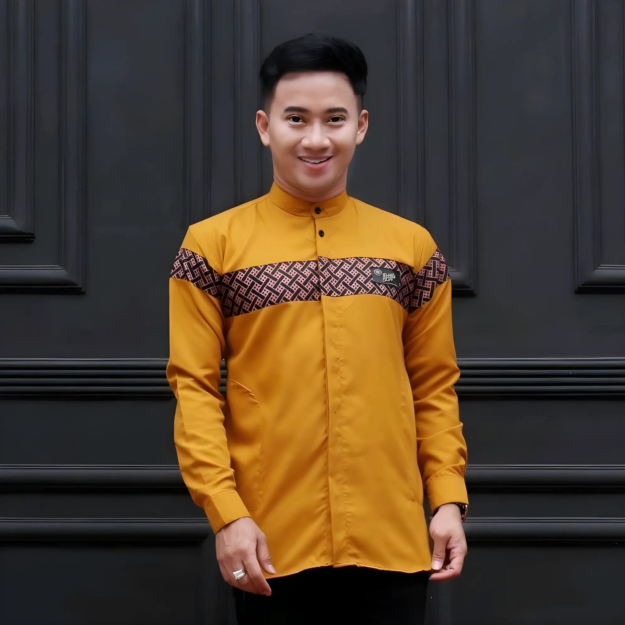 Baju Koko Pria Dewasa Terbaru Lengan Panjang, Koko Kurta Kobata kombinasi Muslim Katun