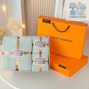 DekorCinta Gift for Bestie Set Kain Mandi Kualiti Tinggi Berbulu Dalam Kotak Hadiah Klasik Home Textiles Classic Fashion Supplies
