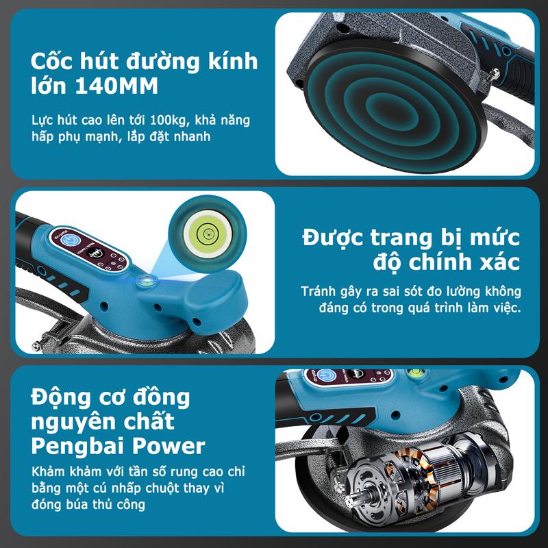 Product Introduction of Máy rung lát gạch Victool,máy rung ốp lát gạch cầm tay không dây,máy rung hít gạch 13500R/MIN - lực hút 100KG 23