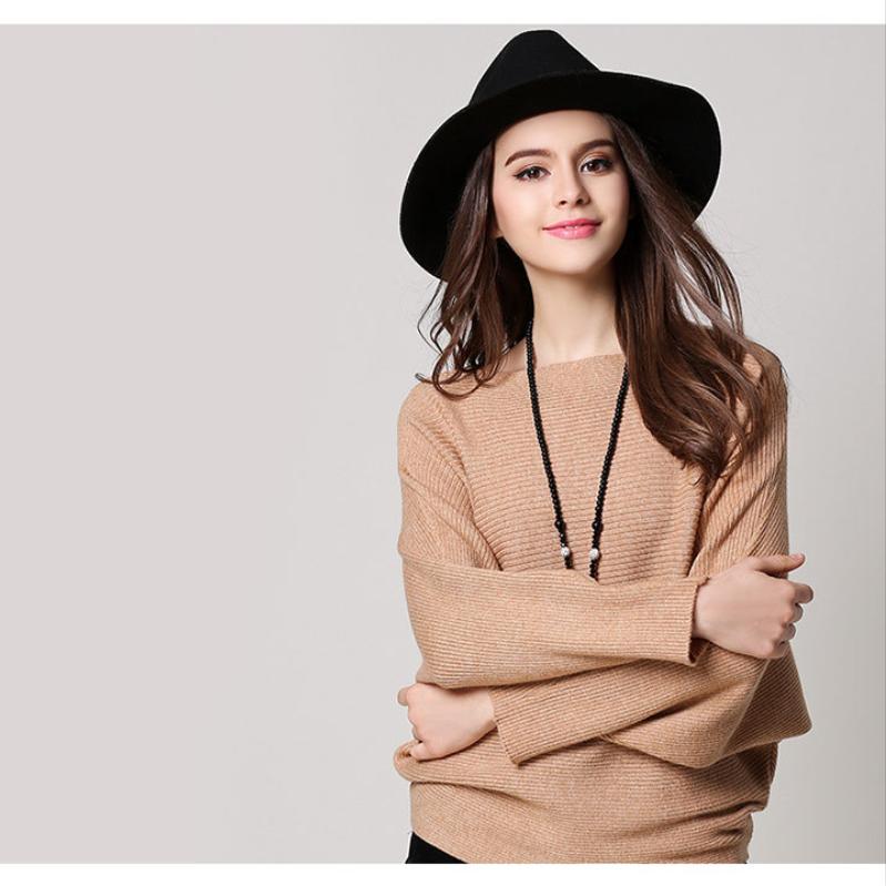 2024 European and American Knitwear for Autumn and Winter Solid Color Loose Long Sleeves Sweater Batwing Shirt Women Minimalist Lingerie Tops Womenswear Tops Comfort Knitting Basic 5