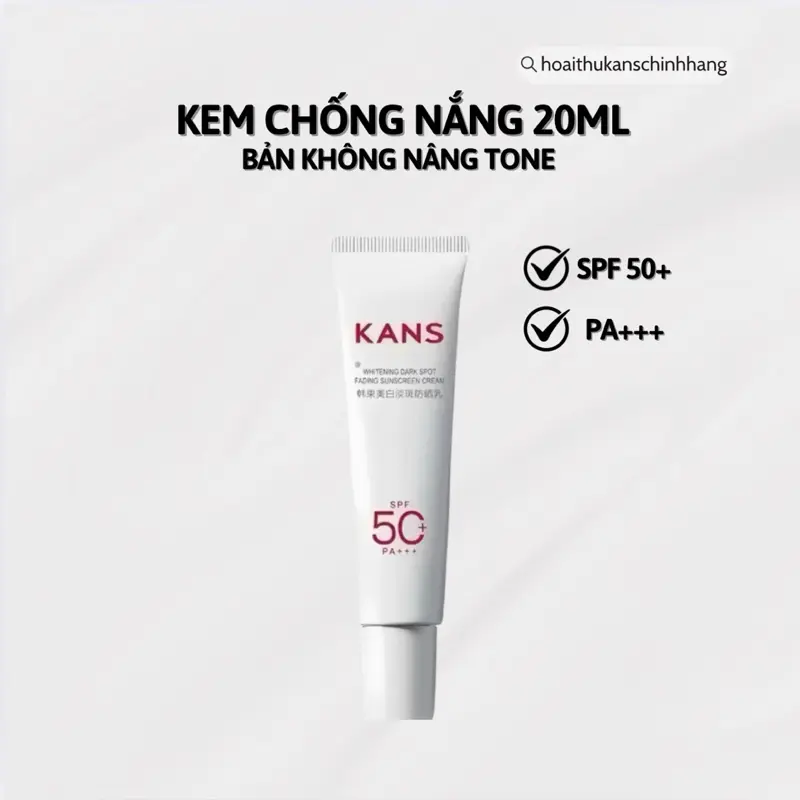 Kem Chống Nắng KANS Tuýp 20ML Finish Mỏng Nhẹ, Chỉ Số Chống Nắng SPF 50 PA+++