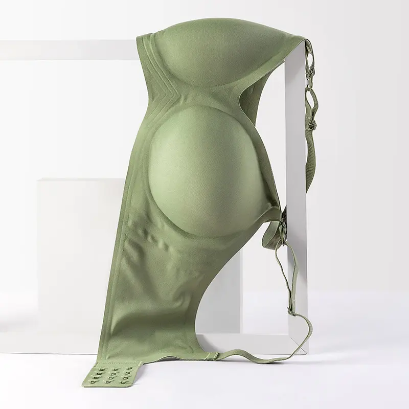 Comfortable Seamless Wireless 3/4 Cup Bra Wide Strap Push Up Sports Bra Custom Nursing Bra Large Bust Gather Anti-Sagging Maternity Bra Fixed Cup Jelly Soft Support Seamless Thin Bra