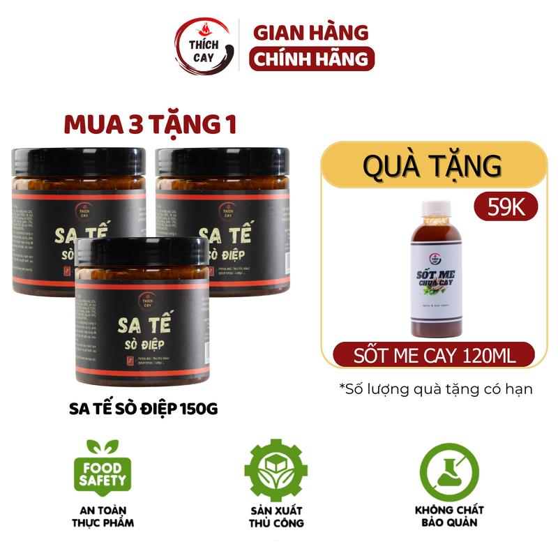 Tặng Sốt Me Chua Cay 120ml Combo 03 Sa tế sò điệp 150g Gia Vị Nước Sốt