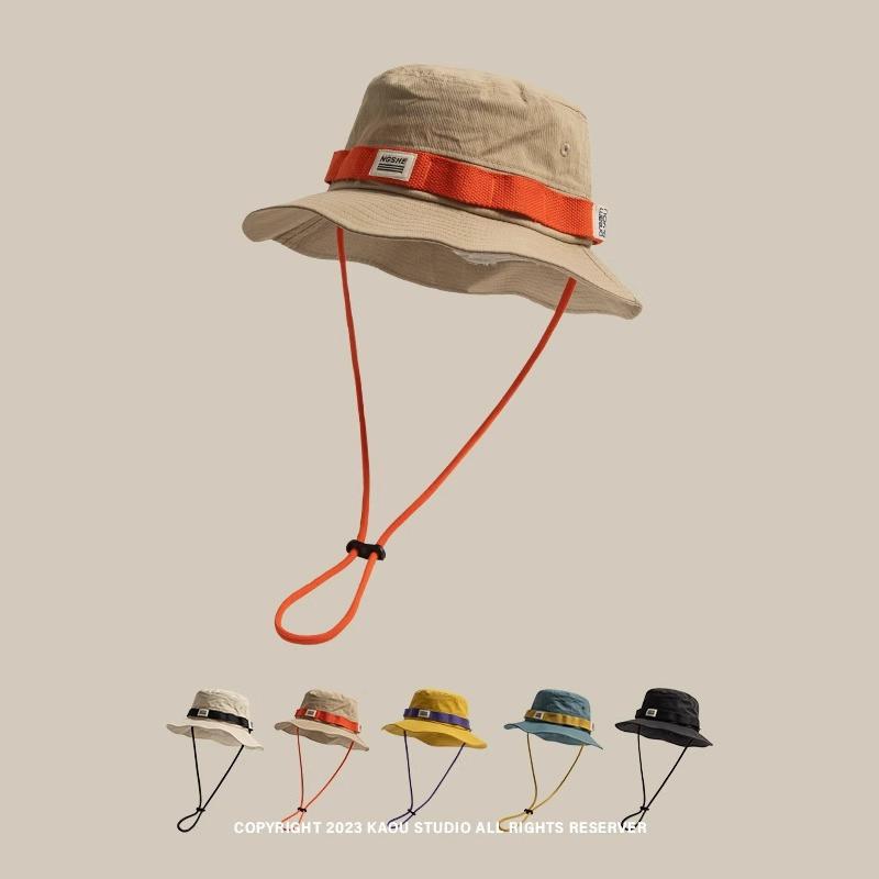 Nón Tai Bèo Rộng Vành Chống Nắng Màu Sắc Tương Phản Phong Lớp lót lưới phong cách retro Nhật Bản thoải mái và thoáng khí Hat Cotton