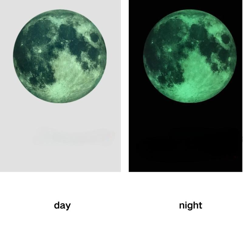 Product Introduction of Luminous Glow in the Dark Moon Wall Stickers PVC Removable Waterproof Wall Decals for Kids Room Bedroom Home Decor Multiple Sizes bentuk bulan 11