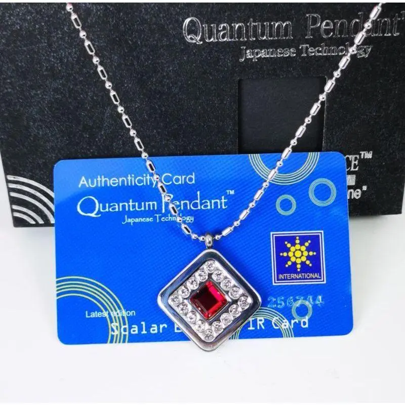 Kalung quantum kotak safir permata merah Paket on COD - AS