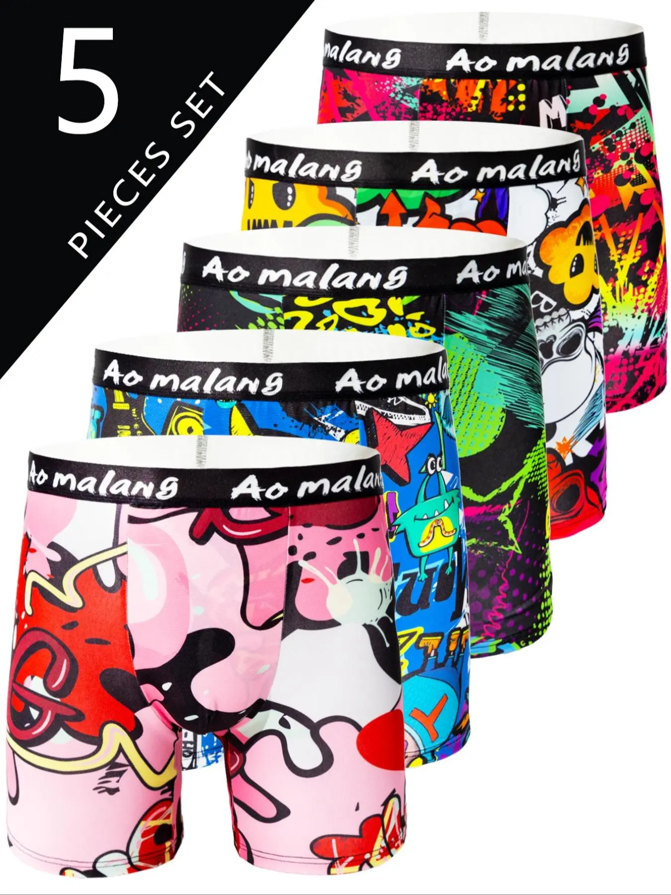 Men's Colorful Print Boxer Brief, Breathable Comfortable Underwear for Daily Wear, Casual Men's Underwear for All Seasons