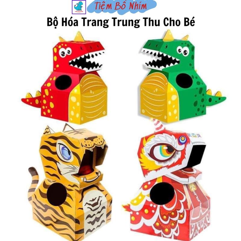 Đồ Chơi Bìa Carton Hóa Trang Khủng Long,Hổ,Lân Đồ Chơi Trung Thu Tự Lắp Ghép Bằng Bìa Cứng Cho Bé