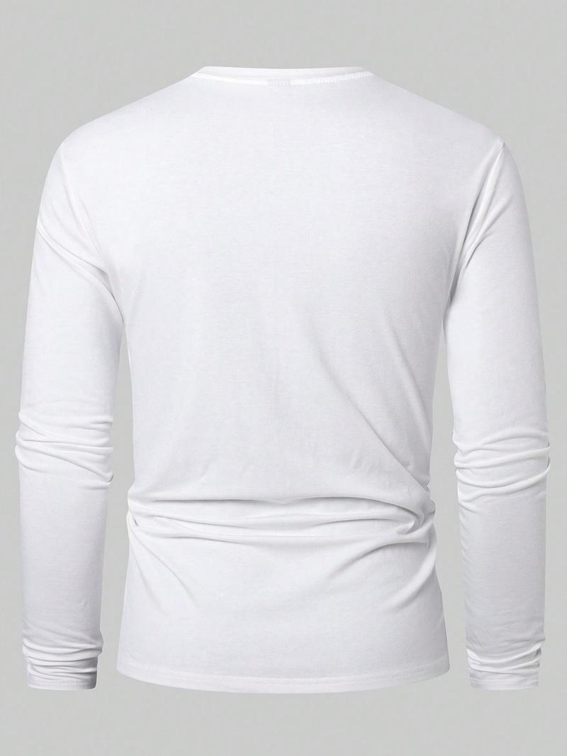 Product Introduction of 【Plus Size】 Solid Long Sleeve Tee, Casual Comfy T-shirt for Fall & Winter, Men's Clothes for Daily Wear 2