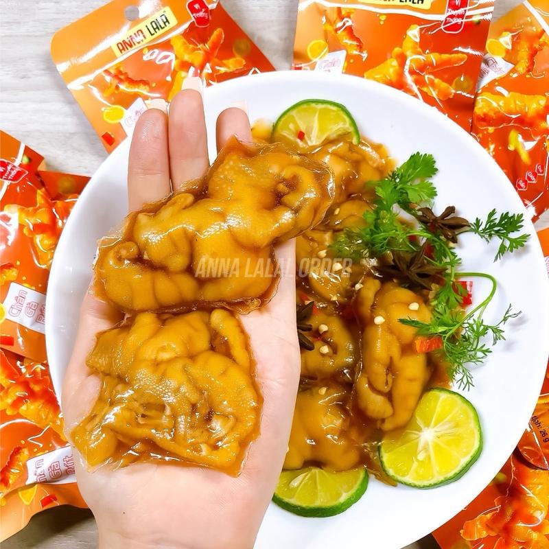 {Kèm muối chấm} Combo 20 chân gà rút xương vị Cay dịu Anna Lala. Ăn Vặt Food Chua cay