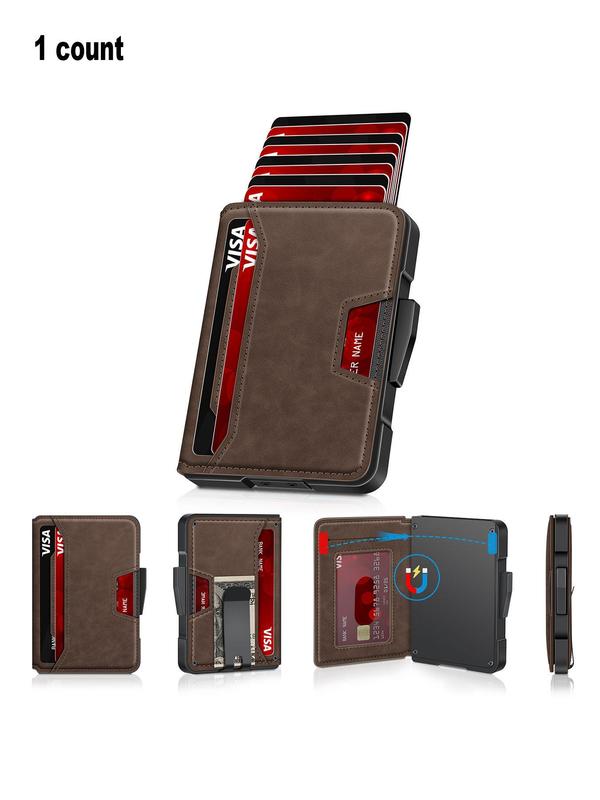 Men's Minimalist Carbon Fiber Card Holder with Money Clip, Rfid Blocking Bifold Wallet, Pop Up Card Case, Compact Credit Card Holder 6