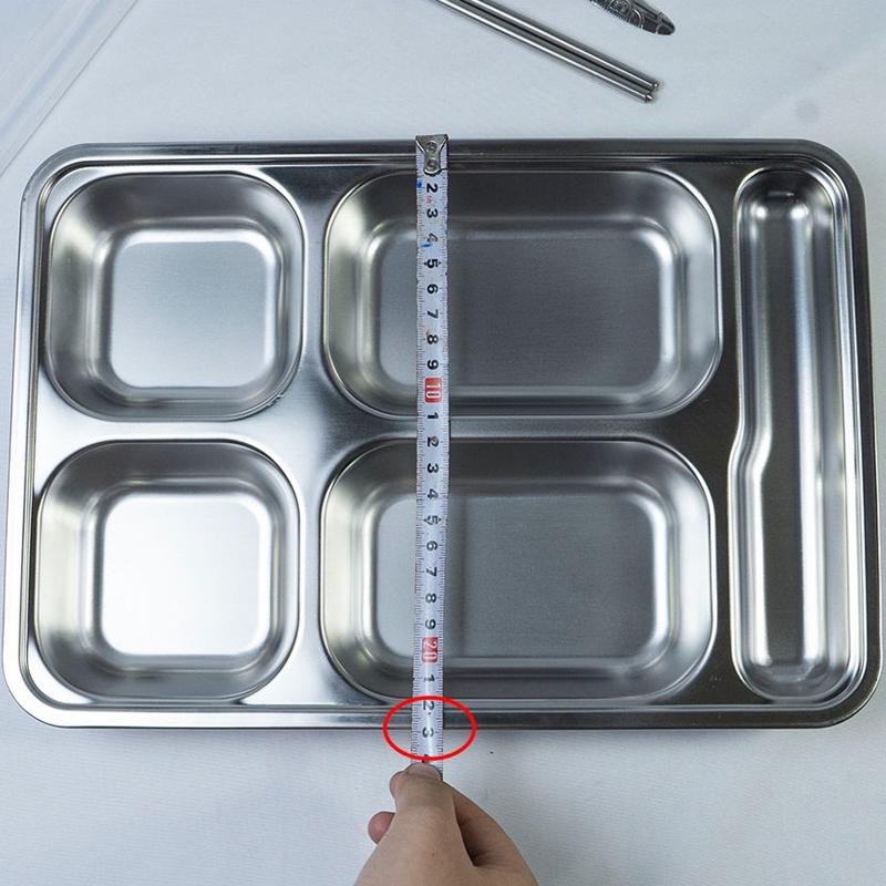 Khay cơm inox 4 ngăn, có ngăn đựng đũa - Inox 201 1
