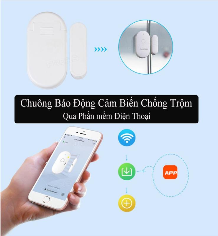 Chuông Báo Động Gắn Cửa Nhà - Cảm Biến Cảnh Báo Chống Trộm Qua Ứng Dụng Điện Thoại - Kiểm Soát An Toàn , Hiệu Quả - Bảo Hành 12 Tháng