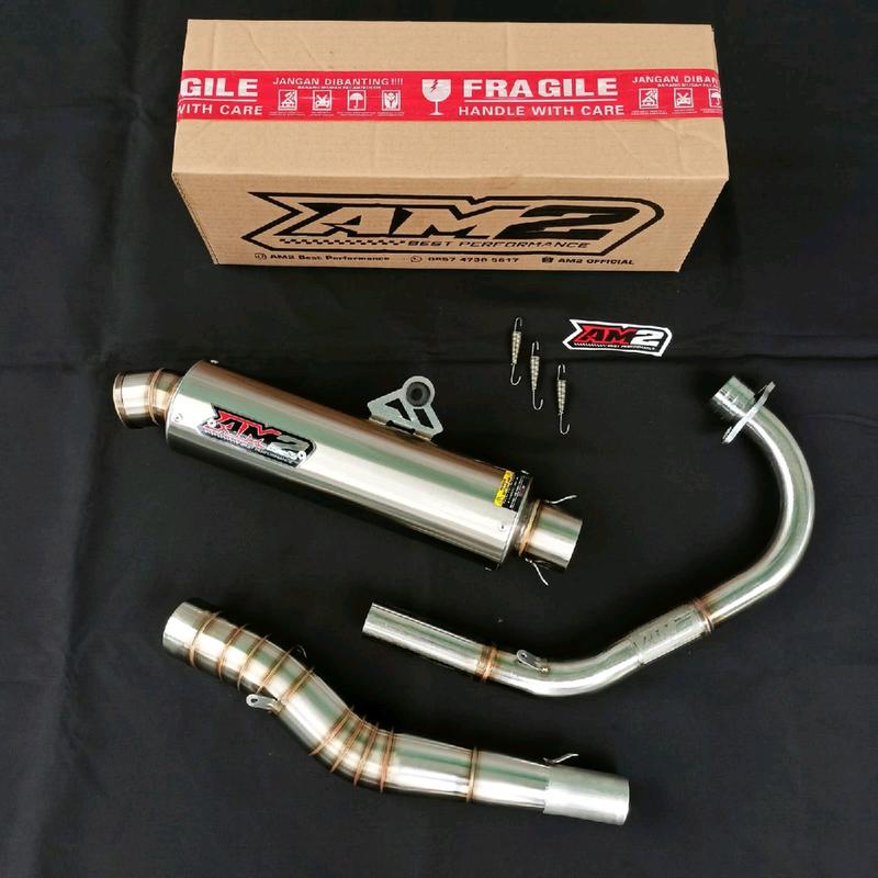 Knalpot Racing AM2 Best Performance tipe BULAT RATA  inlet 50 Cb Gl Megapro tiger 1