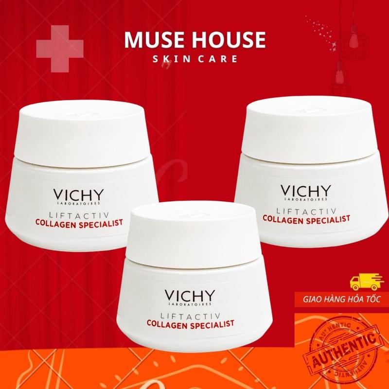 Kem Dưỡng Vichy Liftactiv Collagen Specialist hỗ trợ săn chắc da ban ngày 15ml Skincare Làm Đẹp Da Peptide