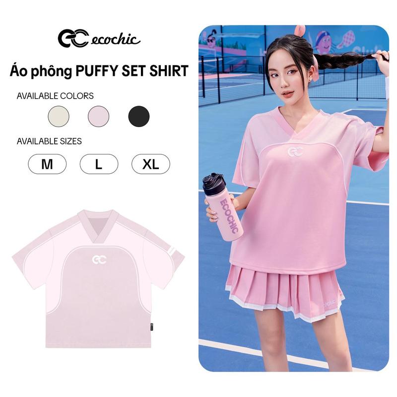 Áo Thun ECOCHIC PUFFY SET B078 Local Brand Chính Hãng Vải Cotton Thoáng Mát Chống Nhăn Nhiều Màu Tay Ngắn Cổ Tim Form Vừa Nam Nữ
