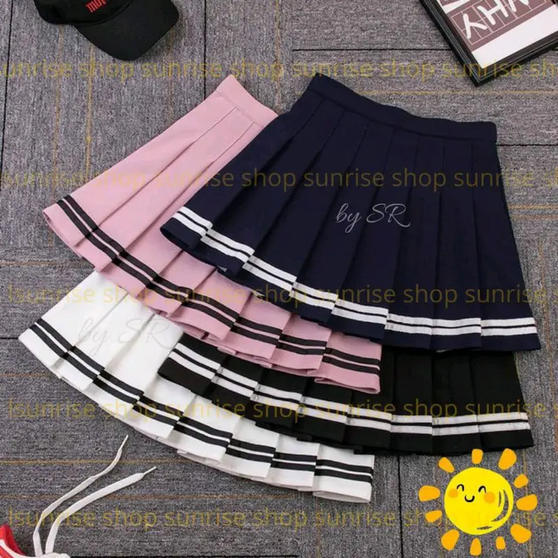 Rok korea mini list bawah Pendek / rok cheerleaders Wanita 0