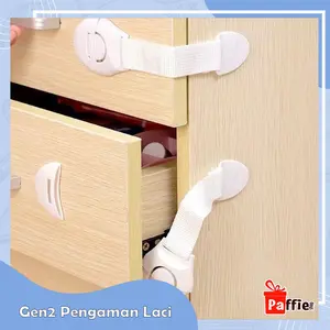 Promo Gen2 Pengaman Laci Lemari Pintu Kulkas Anak Sudut Safety Lock Belt New pengaman lemari keamanan bayi Cod