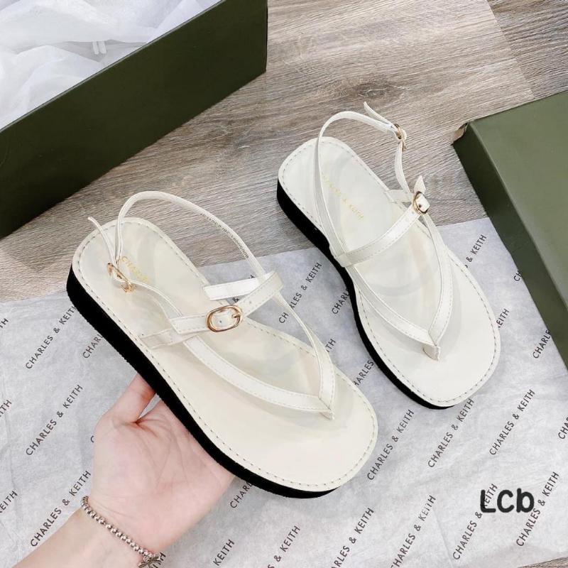 Giày Sandal Nữ xỏ ngón đế bánh mỳ tôn dáng phối khoá xăng đan kẹp xỏ ngón mới 2023 DéP Shoes Nhung Women 2025 1