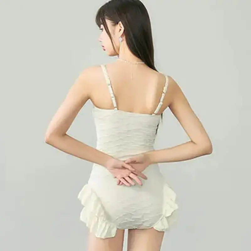 Áo Tắm Nữ, Màu Trơn Có Dây Đeo, Phong Cách Thường Ngày Thiết Kế khoét Hở Lưng, Thích Hợp Cho Mùa Hè 3