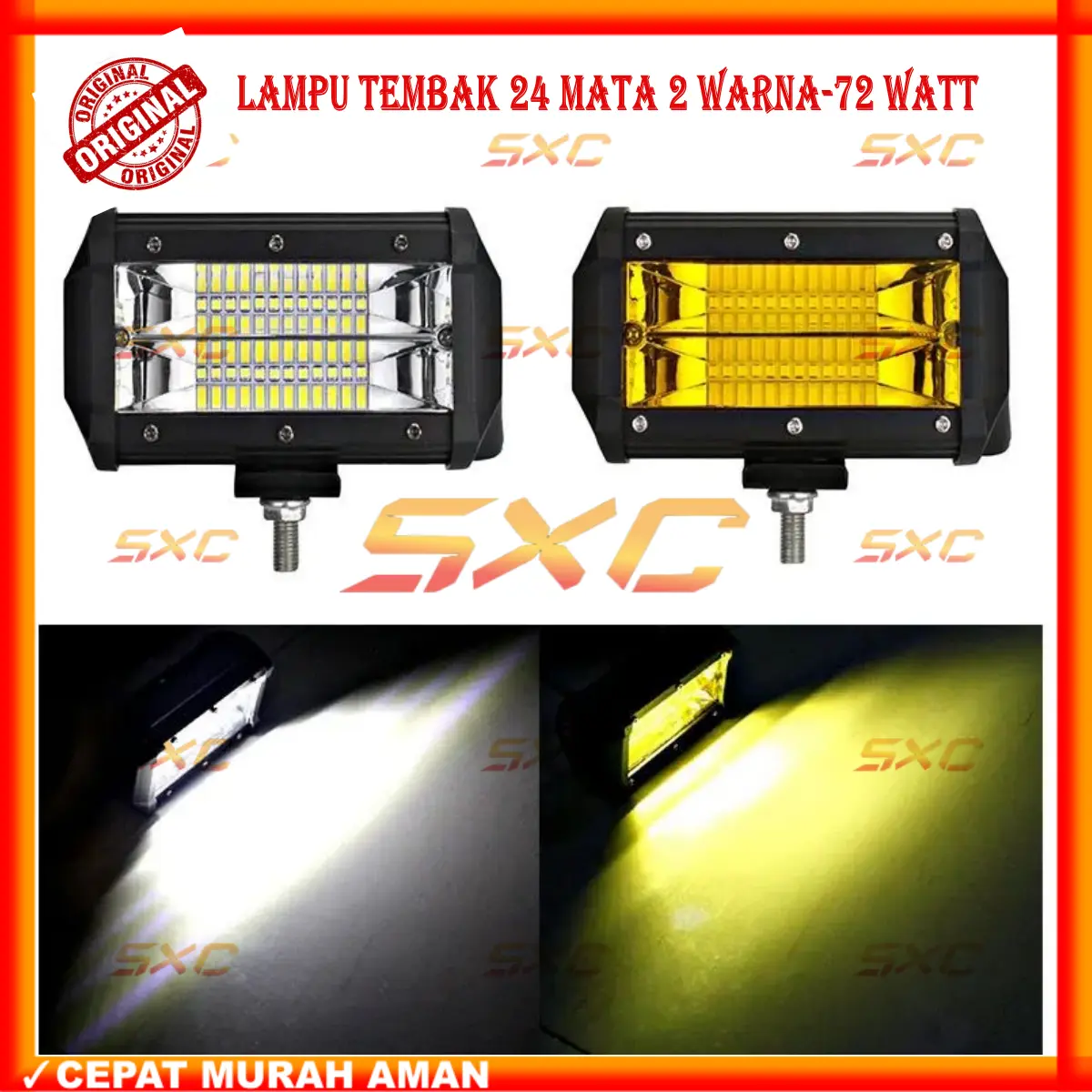 LAMPU TEMBAK 24 MATA 2 SUSUN SOROT FOKUS 1 WARNA 72 WATT 12 VOLT DC CREE WORK LIGHT