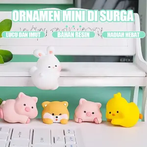 5 Motif Hewan Lucu Ornamen Miniatur Bersudut untuk Dekorasi Meja Laptop Dashboard Mobil