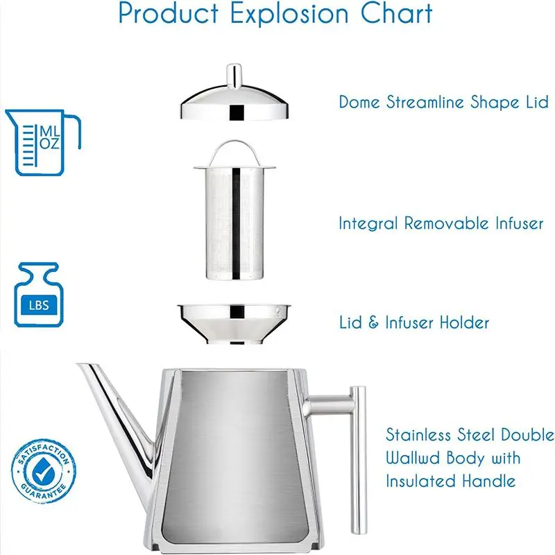 Stainless Steel Coffee Pot, Long Spout Tea Pot with Tea Filter Net, Suitable for Home Use on Induction Cookers for Boiling Tea 7