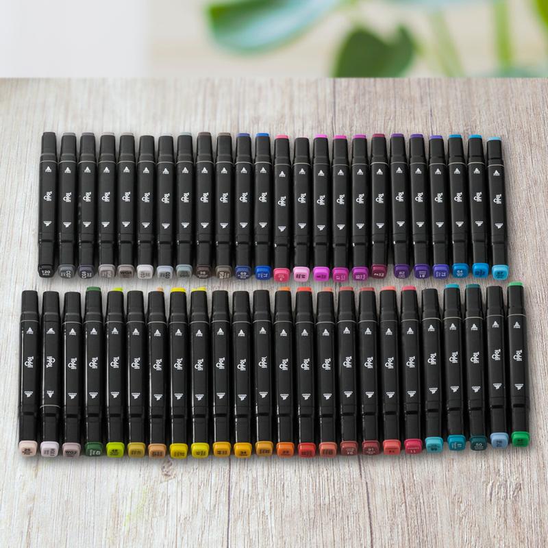 Spidol Dual Side Fine Art Brush Art Marker Set 1.0 and 6.0mm Tip 48 Warna Mewarnai 6