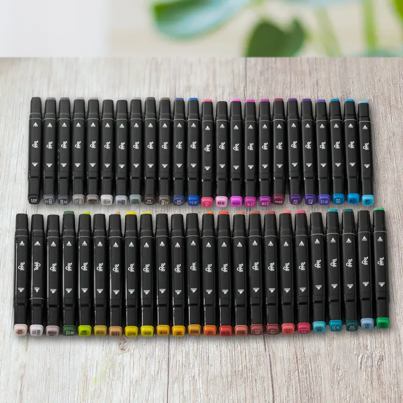 Spidol Dual Side Fine Art Brush Art Marker Set 1.0 and 6.0mm Tip 48 Warna Mewarnai 6